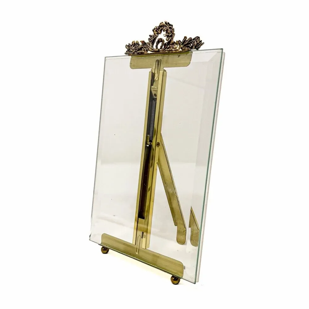 Vintage French Empire Style Beveled Glass Picture Frame Gilt Brass 5x7 Ornate